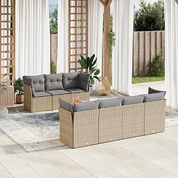 vidaXL Salon de jardin avec coussins 8 pcs beige résine tressée