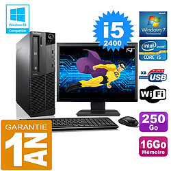 PC Lenovo M92p SFF Core I5-2400 Ram 16Go Disque 250 Go Wifi W7 Ecran 19" - Occasion