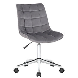 Decoshop26 Chaise de bureau en velours gris sur roulettes design moderne hauteur réglable BUR10595 