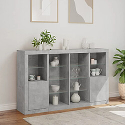 Acheter Maison Chic Lot de 3 Commode Buffet - Meuble de rangements avec lumières LED gris béton bois d'ingénierie -GKD74225