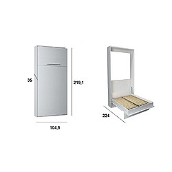 Acheter Inside 75 Armoire lit escamotable KOMPACT Ouverture assistée, coloris blanc mat couchage 90*200 cm.