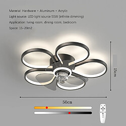 Avis Universal Lampe ventilateur de plafond de 50cm, 220V LED55W dimmer sans étape maison salon chambre à coucher lampe ventilateur de plafond lustre intégré, noir(Le noir)