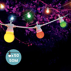 SkyLantern Kit Guirlande Guinguette 50m Fil Blanc Bulbes Multicolore 