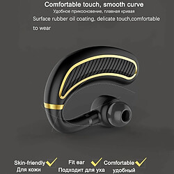 Wewoo Casque d'écoute sans fil Bluetooth pour affaires avec micro 24 heures sur l'heure de travail Casque d'écoute Bluetooth pour téléphone Android iPhone (or noir) pas cher