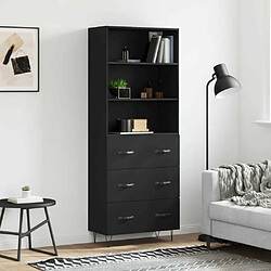 Maison Chic Buffet,Meuble de Rangement,commode pour salon,Cuisine Noir 69,5x34x180 cm Bois d'ingénierie -MN54047