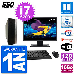 PC HP ProDesk 600 G3 SFF Ecran 22" i7-6700 RAM 16Go SSD 120Go Windows 10 Wifi · Occasion 