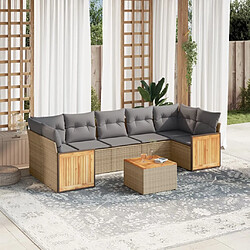 Maison Chic Salon de jardin avec coussins 8 pcs | Ensemble de Table et chaises | Mobilier d'Extérieur beige résine tressée -GKD28766