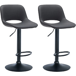 Decoshop26 Tabourets de bar chaises haute x2 avec repose-pieds en PVC noir piètement métallique noir 10_0004066