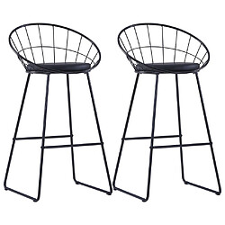 vidaXL Chaises de bar lot de 2 noir similicuir 