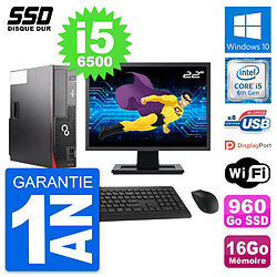 PC Fujitsu D556 DT Ecran 22" Intel i5-6500 RAM 16Go SSD 960Go Windows 10 Wifi - Occasion