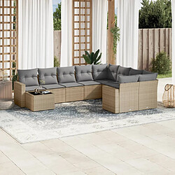 vidaXL Salon de jardin avec coussins 10 pcs beige résine tressée