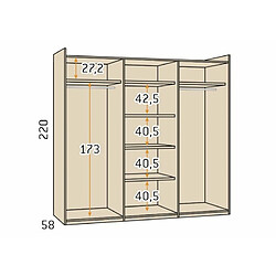 Avis Inside 75 Armoire 3 portes coulissantes Noa standard 206,2 x 220 Structure Polar façade Luxor Cobalto Laquée