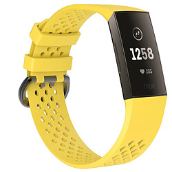 Wewoo Bracelet pour montre connectée Dragonne ajustable avec trou carré FITBIT Charge 3 Jaune 