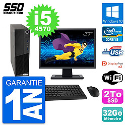 PC Lenovo M83 SFF Ecran 27" Intel Core i5-4570 RAM 32Go SSD 2To Windows 10 Wifi - Occasion