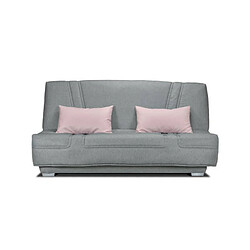 Gruhier COMFORT BULTEX Banquette clic clac - Tissu Gris + Coussins deco rose - L193 x P9