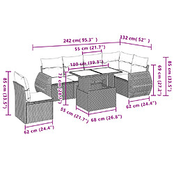 Acheter vidaXL Salon de jardin avec coussins 7 pcs gris clair résine tressée