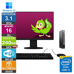 HP 600 G2 Mini i5-6500T 3.10GHz 16Go/240Go SSD Wifi W11 + Ecran 20 · Reconditionné 