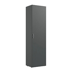 Pegane Armoire, meuble de rangement avec 6 tablettes coloris Graphite - longueur 50 x hauteur 185 x profondeur 40 cm 