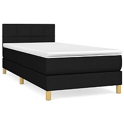 vidaXL Sommier à lattes de lit avec matelas Noir 90x190 cm Tissu