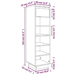 vidaXL Armoire à chaussures gris 30x34x105 cm bois de pin massif pas cher