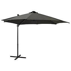 vidaXL Parasol de jardin en porte-à-faux avec mât et lumières LED 