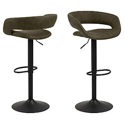 Toilinux Lot de 2 Tabourets de bar en tissu et métal- Vert Toilinux - Lot de 2 Tabourets de bar en tissu et métal- Vert - Moderne