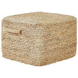 Beliani Pouf en jute naturel 45 x 45 x 30 cm DHADAR