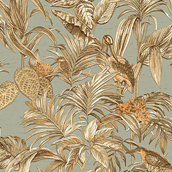 DUTCH WALLCOVERINGS Papier peint Bird-of-Paradise Bleu sarcelle 