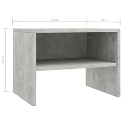 vidaXL Tables de chevet 2 pcs Gris béton 40x30x30 cm Bois ingénierie pas cher