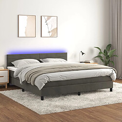 vidaXL Sommier à lattes de lit avec matelas LED Gris foncé 160x200 cm