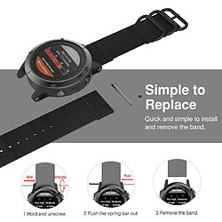 Wewoo Bracelet pour montre connectée Garmin Fenix 5 en nylon à trois anneaux de 22 mm Noir pas cher