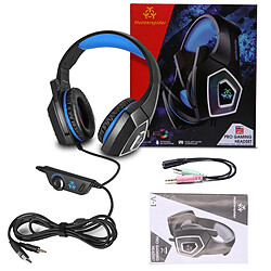 V1 Casque de jeu pour PS4, Xbox One, PC, Contrôleur, Casque avec micro pour atténuation du bruit, LED bleu