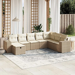 vidaXL Salon de jardin avec coussins 8 pcs beige résine tressée 