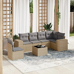 Maison Chic Salon de jardin avec coussins 7 pcs, Ensemble Tables et chaises de jardin, beige résine tressée -GKD528250