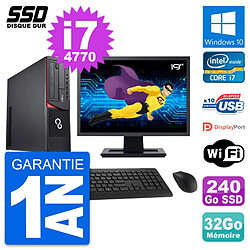 PC Fujitsu E920 DT Ecran 19" Intel i7-4770 RAM 32Go SSD 240Go Windows 10 Wifi - Occasion