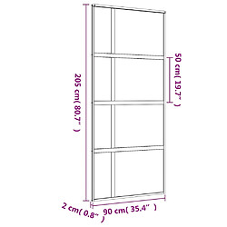 vidaXL Porte coulissante doré 90x205 cm verre ESG clair et aluminium pas cher