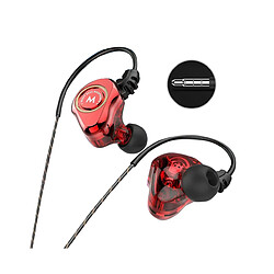 LUUCOZK Écouteurs intra-auriculaires portables filaires Z802 à double bobine mobile à 4 cœurs - Rouge