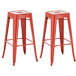 Decoshop26 Lot de 2 tabourets de bar style industriel en métal avec repose-pieds rouge TDB10117