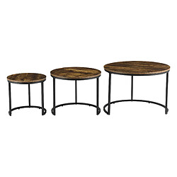 Lot de 3 tables basses gigognes Arvidsjaur Effet bois foncé Rondes [en.casa] pas cher