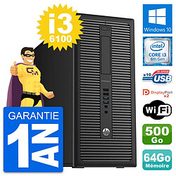 PC Tour HP EliteDesk 800 G2 Intel i3-6100 RAM 64Go Disque 500Go Windows 10 Wifi · Occasion 