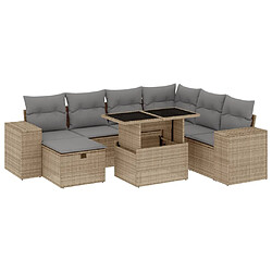 vidaXL Salon de jardin avec coussins 8 pcs beige résine tressée