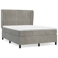 vidaXL Sommier à lattes de lit et matelas Gris clair 140x190cm Velours