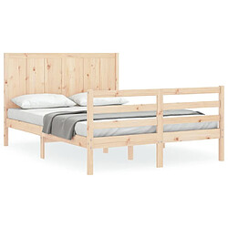 Maison Chic Cadre/structure de lit avec tête de lit pour adulte - Lit Moderne Chambre 160x200 cm bois massif -MN70920