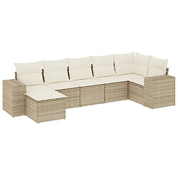 vidaXL Salon de jardin avec coussins 7 pcs beige résine tressée