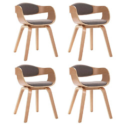 vidaXL Chaises à manger lot de 4 bois courbé et tissu taupe