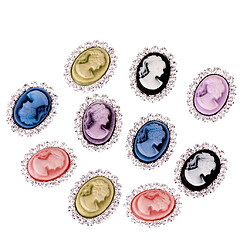 10 Pcs Mulicoloré Bouton Cabochon Dame Embellishment Charm Pendentif Loisir Créatif Femme DIY Accessoire pas cher