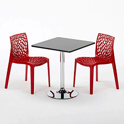 Avis Grand Soleil Table Noir et 2 Chaises Colorées Polypro