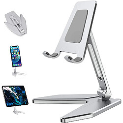 Support de téléphone portable réglable, support de support de téléphone portable de bureau en aluminium avec base antidérapante et port de charge compatible avec iPhone Samsung tous les smartphones 