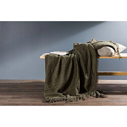 Acheter Venture Home Jeté de canapé en polyester avec pampilles Stanly 170 x 130 cm vert foncé.