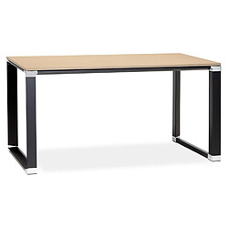 Alterego Petit bureau droit design 'XLINE' en bois finition naturelle et métal noir - 140x70 cm